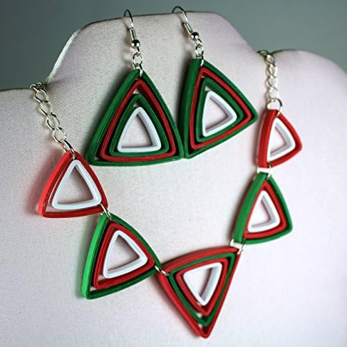 Christmas Jewelry Set Handmade Paper Quill Triangles