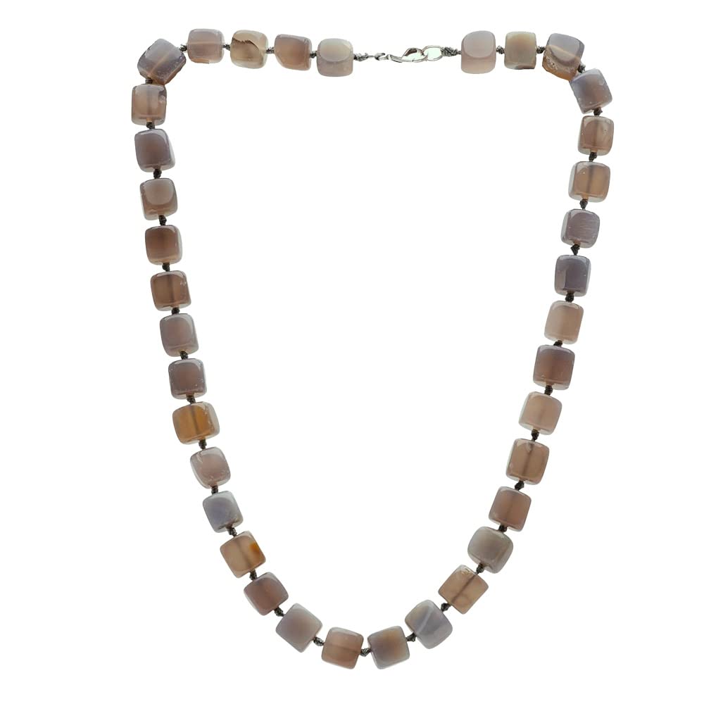 Treasure Bay Stunning 12mm Natural Gemstone Beaded Necklace for Women (Grey Agate) — image 1