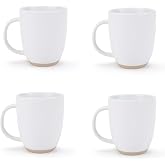 Elanze Designs Raw Clay Bottom White 13 ounce Ceramic Coffee Mugs Set of 4