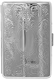 Silver Vintage Victorian Scroll Compact (16 100s) Metal-Plated Cigarette Case & Stash Box
