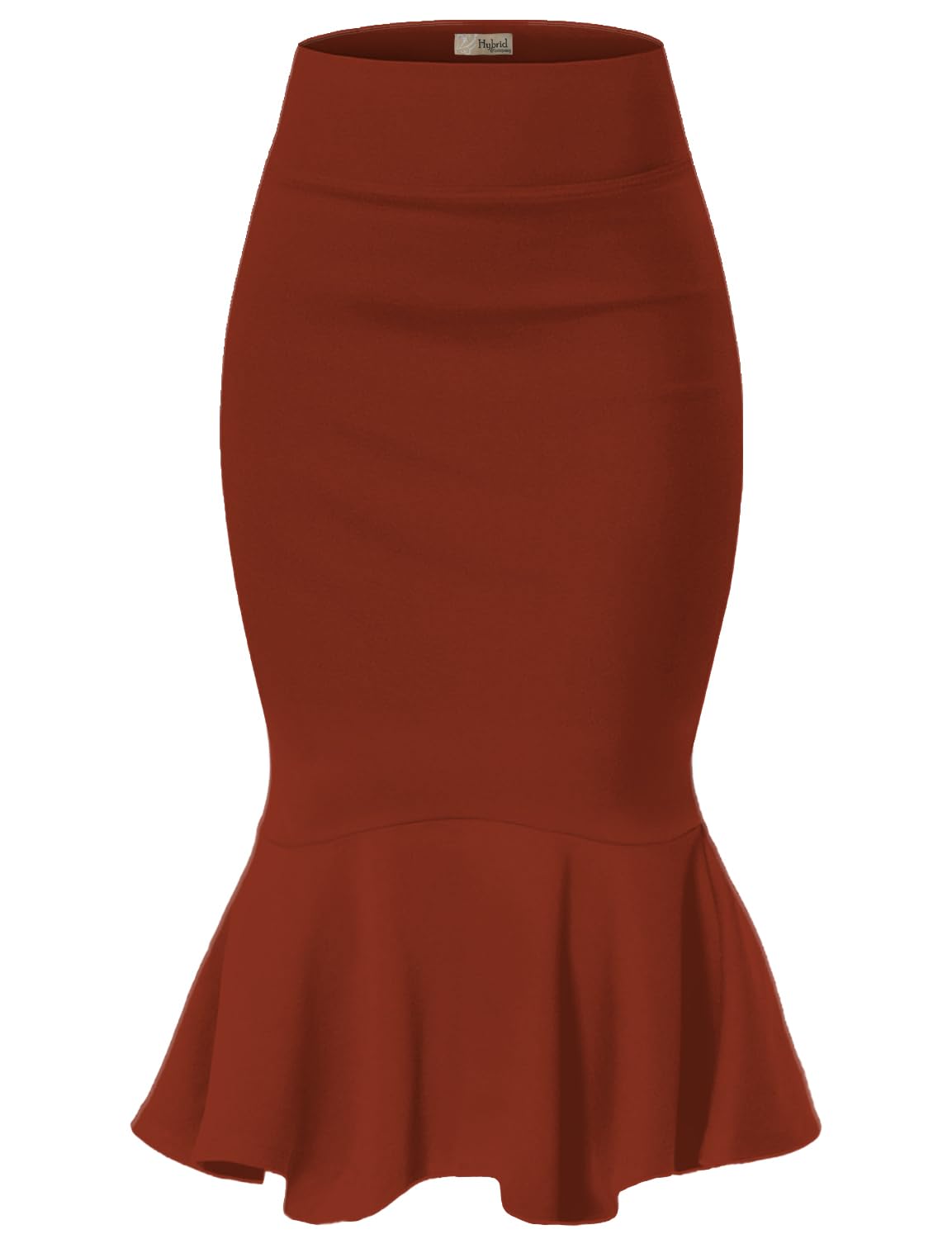 Photo 1 of & Company Womens Premium Nylon Ponte Stretch Office Fishtail Pencil Skirt KSK45010 1073T Rust M