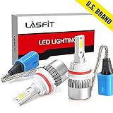 LASFIT 9007/HB5 LED Headlight Kits-Flip COB Chips-60W 7600LM 6000K-Dual Hi/Lo Beam Bulbs（Pack of 2）