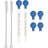 GSHLLO 4 Pcs Glass Pipette Droppers with Clean Brush Lab Calibrated Dropping Pipettes Laboratory Liquid Accurate Dropper Clea