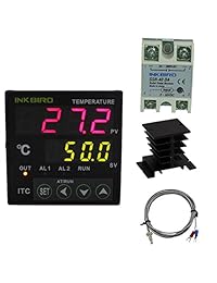 Inkbird universal driver de temperatura PID SSR ourput + Relay Alarma itc 100 100 240 V de salida + 40Da SSR + Negro disipador de calor + K sensor (Controller + disipador de calor + 40Da)
