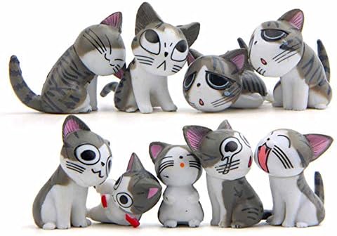 laozhen 9 PCS/Set Anime Cartoon Pot Plant Unhappy Fairy Cat Ornament Decoration Doll PVC Miniature Status Action Figure Figurine for Home Decor