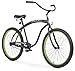 Firmstrong Bruiser Man Single Speed Beach Cruiser Bicycle, 26-Inch, Matte Black/Green Rims (15148)