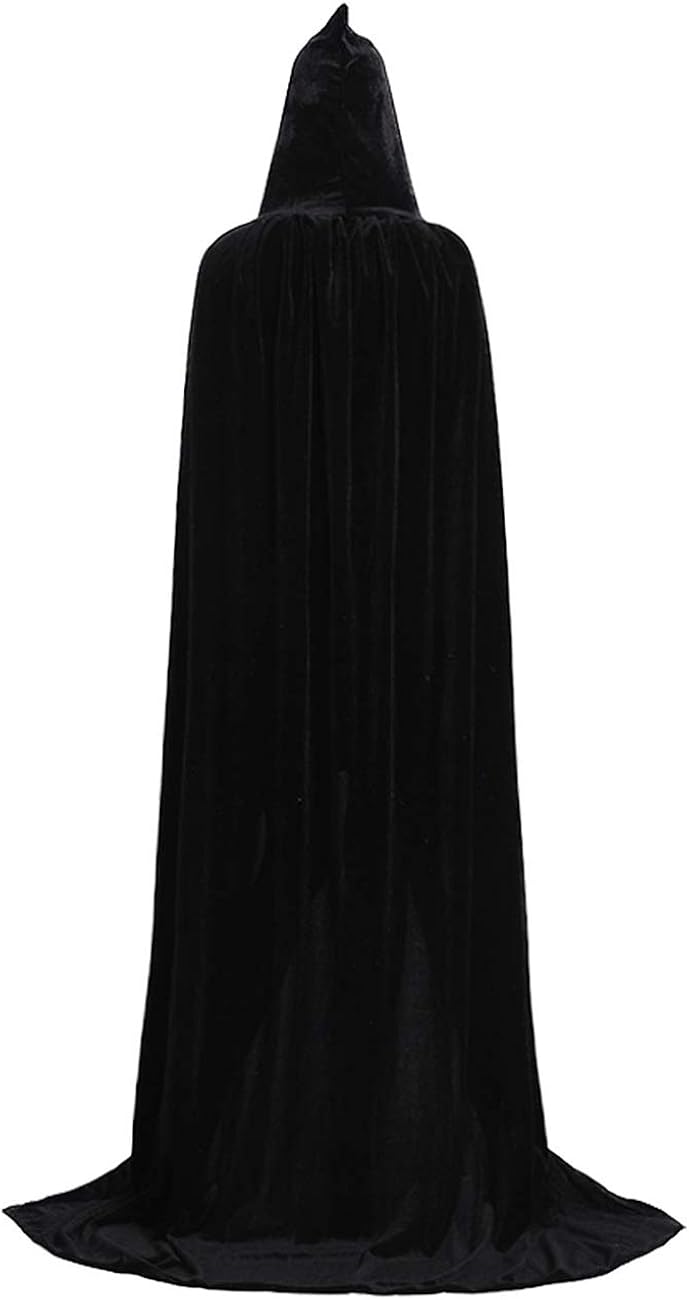 Unisex Gray Mesh Velvet Starry Adult Cape Full Length Hooded Robe Halloween Cloak: Clothing