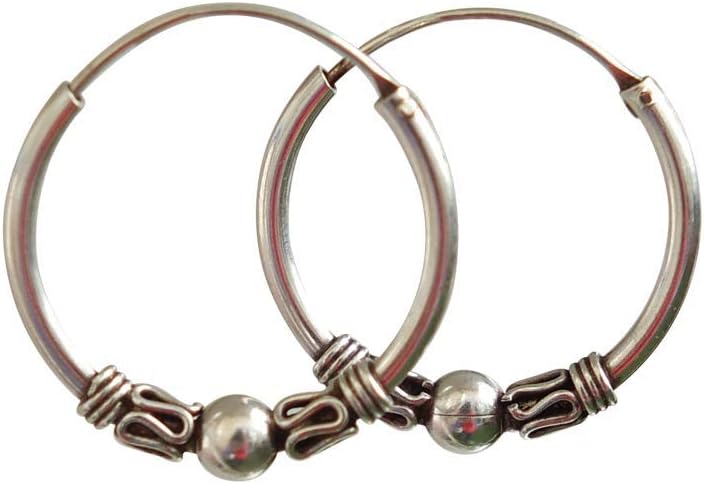 Sterling Silver 25mm Hoop Earrings, Handmade Hoop Earrings, Silver Hoop Earrings, Bali Hoops, Ethnic Earrings, Ethnic Hoops, Tribal Earrings, Round Earrings, Ball Earrings