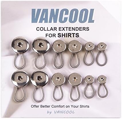 Vancool 12pcs (3 Size) Collar Extender for Dress Shirt, Denim Extenders, Button Extender for Pants