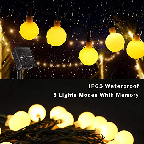 Lezonic Solar Lichterkette Außen 60 LED, 8M / 27FT LED Lichterketten, 8 Modi wasserdichte solarbetriebene Globuslichter… – Bild 6