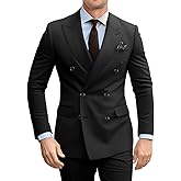 Fesenbo Double Breasted Suit Men Slim Fit 2 Pieces Suit Blazer Pants Formal 2 Button Tuxedo Jacket for Wedding Business Prom