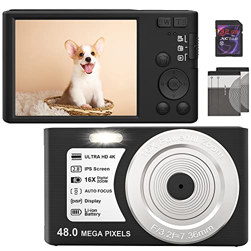 Tech 4K Digital Camera, 48MP Vlogging Camera Slim Point and