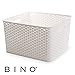 BINO T-Weave Woven Plastic Storage Basket, Large (White)