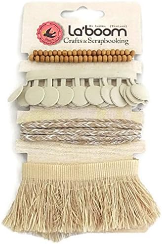Boho Style Ribbon Trim Assortment 4 Yards for Crafts Scrapbooking Home Décor Items Gift Wrapping - Ivory Cream
