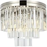 Elegant Lighting Sydney Collection 9-Light Flush Mount with Royal Cut Crystals, Polished Nickel Finish