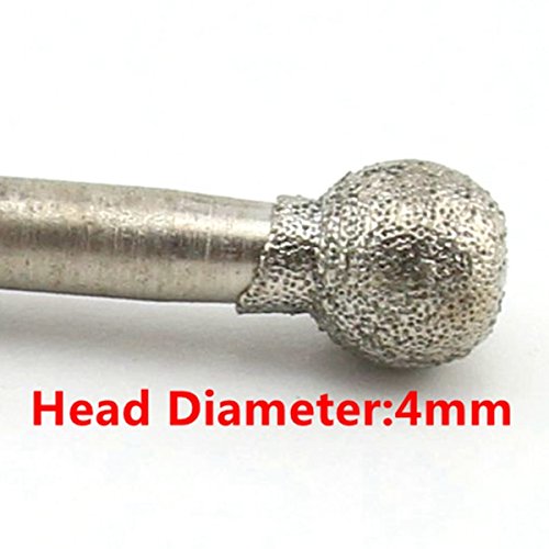 JINGLING 10 Pack Diamond Coated Spherical Grinding Bits - 4mm Head, 2.35mm Shank For Carving & Polishing