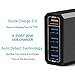 Lumsing Quick Charge 2.0 40W Multi-Port USB Desktop Charging Station Dock with Smart IC Technology, 1 Port QC2.0 + 4 Port with Smart IC Technology, 5 Port USB Desktop Charger for SmartPhones Black