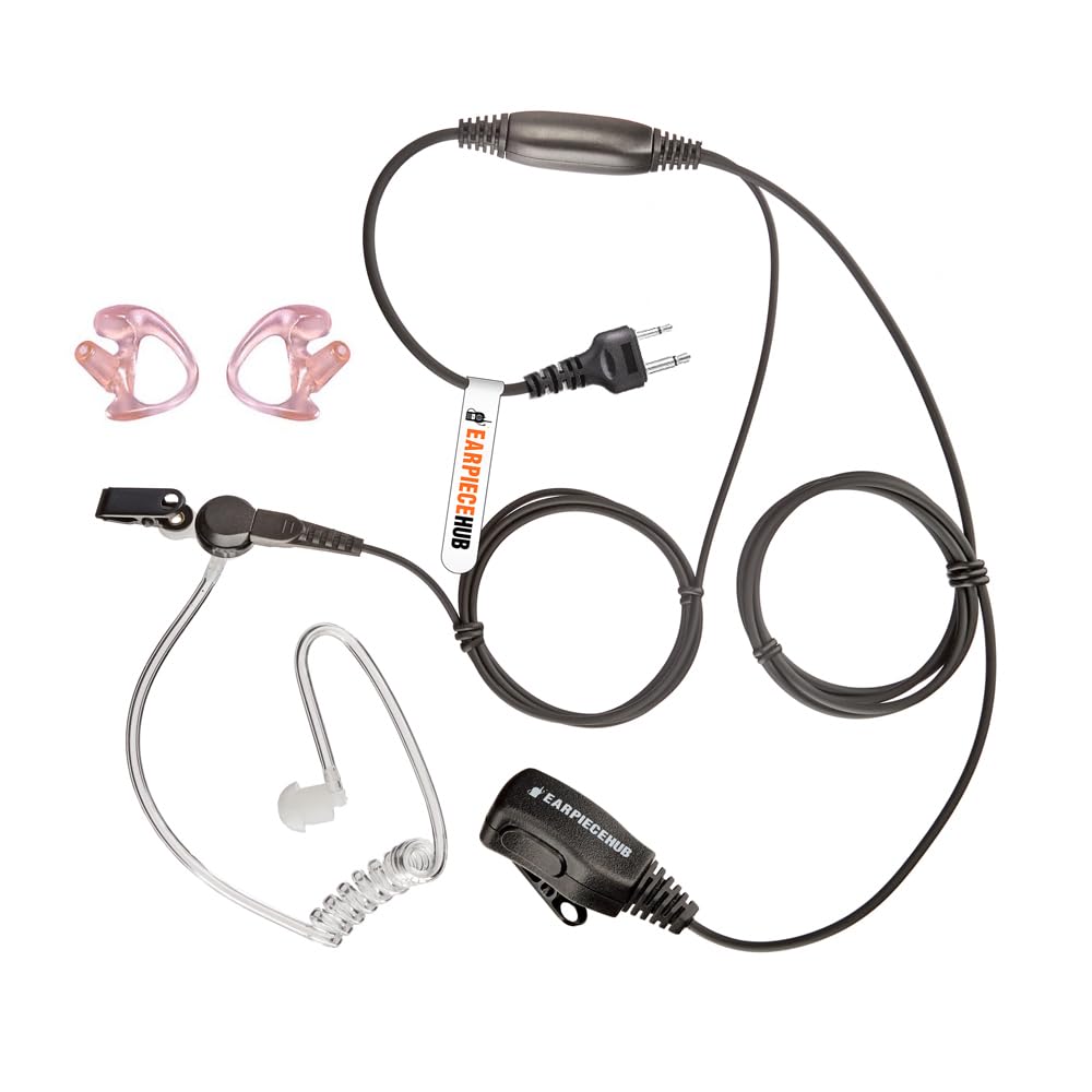 COVERT RADIO EARPIECE Compatible with ICOM INTEK RADIO (STRAIGHT) MICROPHONE WITH EARMOULDS PAIR