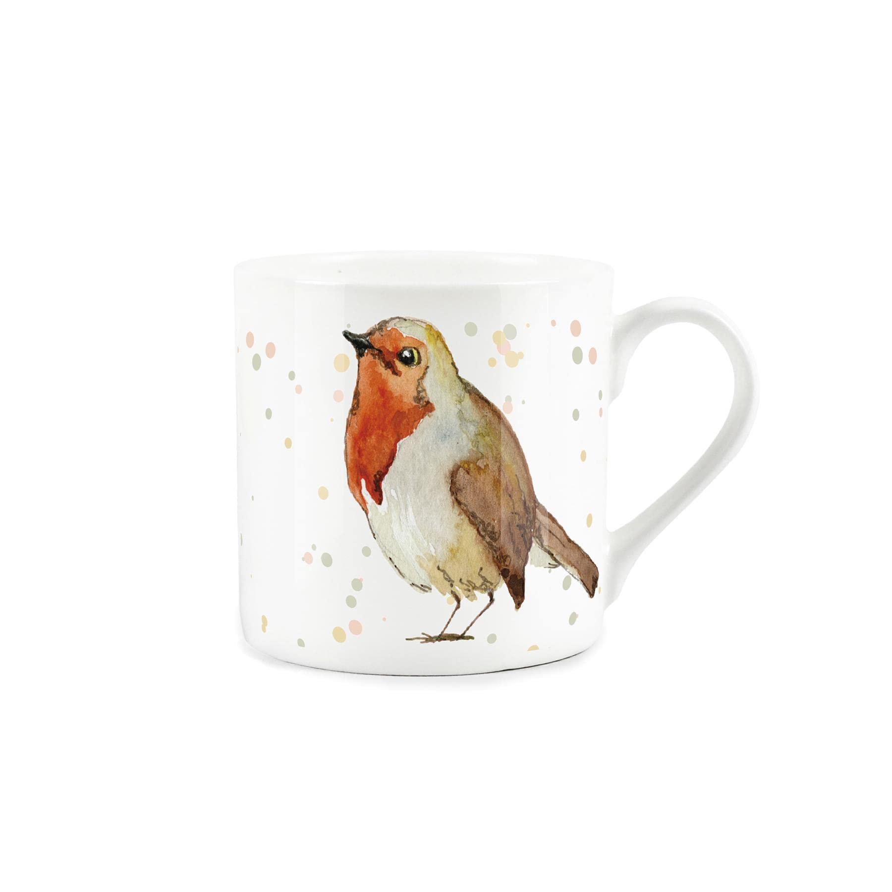 Purely Home Watercolour Robins Mug - Bone China White Coffee/Tea Present Gift for Bird Lovers