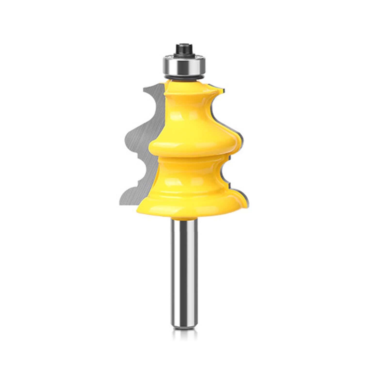MACHSWON Architectural Molding Router Bit 8mm Shank 38.1mm Cut Diameter 18mm Cut Length Tongue and Groove Router Bits Ball Bearing Fish Shaped Slotting Woodworking Milling Router Cutter Tool