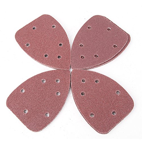 Tonsiki 40 Pieces 60 Grit Mouse Sanding Sheets Triangle Pads Sandpaper with 6 Holes For Grinding Abrasive Tools