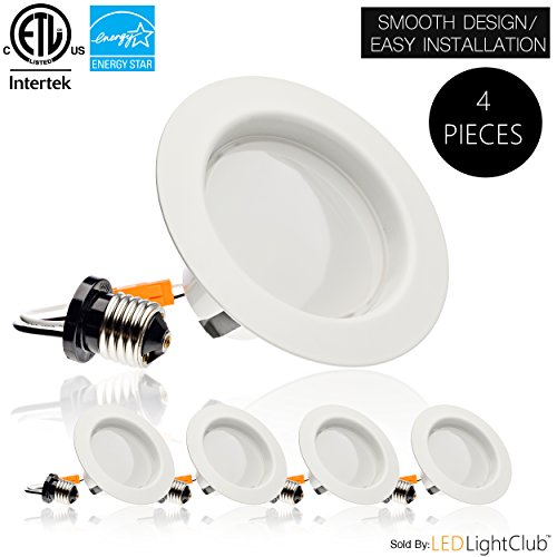 (4 Pack) 4-inch LED Downlight Trim, Dimmable, 10.5W (75W Replacement), 700 Lm, EASY INSTALLATION, 2700K (Warm White), Retrofit LED Recessed Lighting Fixture, ENERGY STAR & ETL-Listed