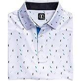 U Suck at Golf Men's High Performance Dry Fit Short Sleeve Golf Polo Shirt (Snow Ditzy Drinkers, X-Large)