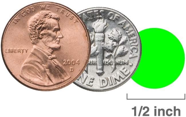 ChromaLabel 1/2 Inch Round Removable Color-Code Dot Stickers, 1000 per Dispenser Box, Fluorescent Green : Office Products