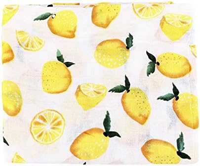 Jiquan Muslin Swaddle Blanket, Bamboo Cotton Baby Swaddle Wrap, Double Layer Nursing Cover for Newborn, Infant and Toddler, 47" x 47" (Lemon)