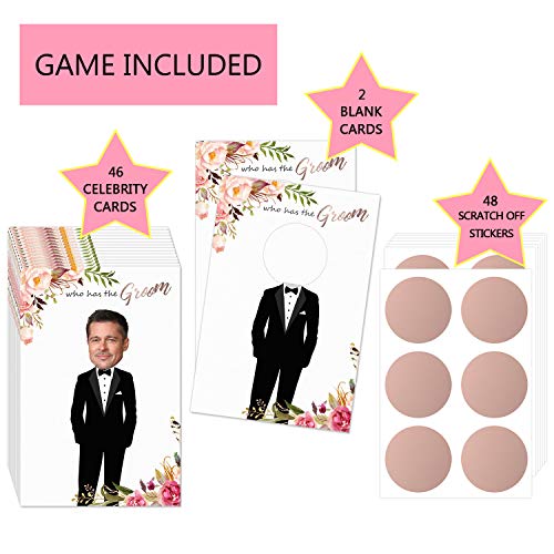 MORDUN Floral Bridal Shower Games - Who Has the Groom Scratch Off Celebrity Cards Tickets for 48 Gue - //coolthings.us