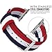 MoKo Compatible for Apple Watch Band, Fine Woven Nylon Adjustable Replacement Band Sport Strap Fit iWatch 42mm 44mm Series 5/4/3/2/1, Blue & White & Red (Not fit 38mm 40mm Versions)