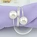 Elinq Set of 12 Pearls Napkin Rings for Wedding, Party, Holiday, Dinner Decor (Silver)