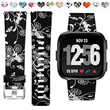 Maledan Band Compatible with Fitbit Versa, Water Resistant Breathable Strap Wristbands Compatible with Fitbit Versa Fitness Smart Watch, Flower Fairy, Small