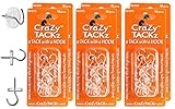 CraZy TACKz 72 tacks - 2 in 1 push pin + thumb tack + cup hook - Decorate, Organize & Hang 1000's of Items at Home, School, Office like Keys, Posters, Sunglasses, Wires - 6 separate packs w 12 each. (RNC (Round&Clear) 00300-6packz=72pcs)