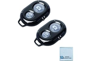2 Pack eCostConnection Wireless Remote Control Shutter Button for iPhone and Android Smartphones, Black, Microfiber Cleaning Cloth