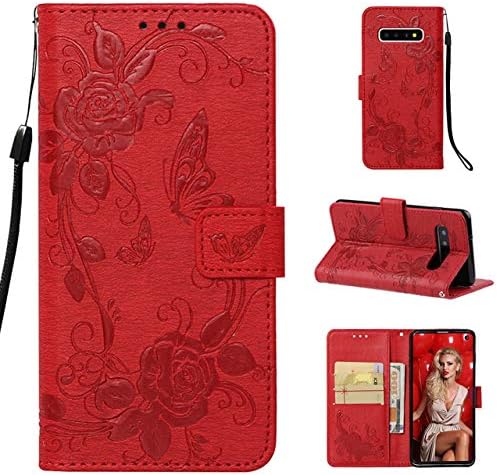 HICYCT Samsung Galaxy S10 Case Cover,Wallet Case Premium Soft PU Leather with Kickstand, Card Slots, Magnetic Closure, Flip Notebook Cover Case for Samsung S10 6.1"(Red)
