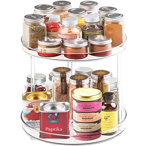 2 Tier Lazy Susan Spice Rack, 9 Inch Clear Plastic Lazy Susan Turntable