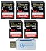 SanDisk 64GB (Five Pack) Extreme Pro Memory Card (SDSDXXY-064G-GN4IN) SDXC 4K V30 UHS-I with Everything But Stromboli (TM) Combo Reader