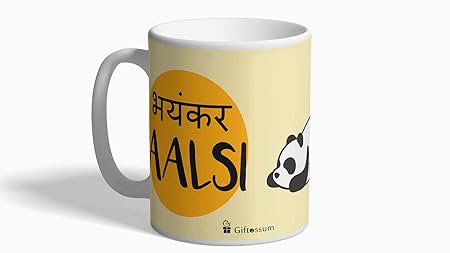 Giftossum Bhyankar Aalsi Ceramic 350 ml Coffee Mug, Yellow