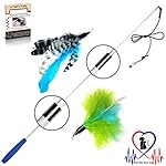 Pet Fit For Life Retractable Wand with 2 Feathers For Your Cat and Kitten - Cat Toy Interactive Cat Wand