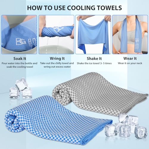 BOGI 4 Pack Cooling Towel, Cooling Towels for Neck and Face- Ice Towel for Instant Cooling, Soft Breathable Chilly Towel, Stay Cool for Yoga, Sport, Gym, Camping & More Activities (M: 40" x 12")