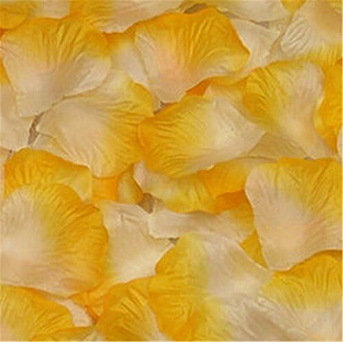KingWinX Petals Confetti for Wedding Decoration, Pack of 300 pcs White and Yellow