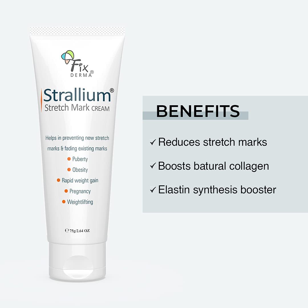 Grah Fixderma Strallium Stretch Mark Cream, Removes Pregnancy stretch marks, Scar removal and Moisturizing Cream, Stretch mark remover for Stomach, thighs & all body parts- 75g