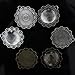 Bundle 12 Pcs Round Pendant Trays & 12 Pcs Flower Circle Pendant Trays in Silver, Antiqued Silver & Bronze with 24 Pcs Glass Cabochon Dome Tiles for Crafting DIY Jewelry Making, 48 Pcs (Style 1)