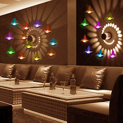 TuTu Home Wall Night Lights 3D Color Changing LED Hummingbird Lights with Suction Cup Decorative Lights for Home Party Garden Set of 6