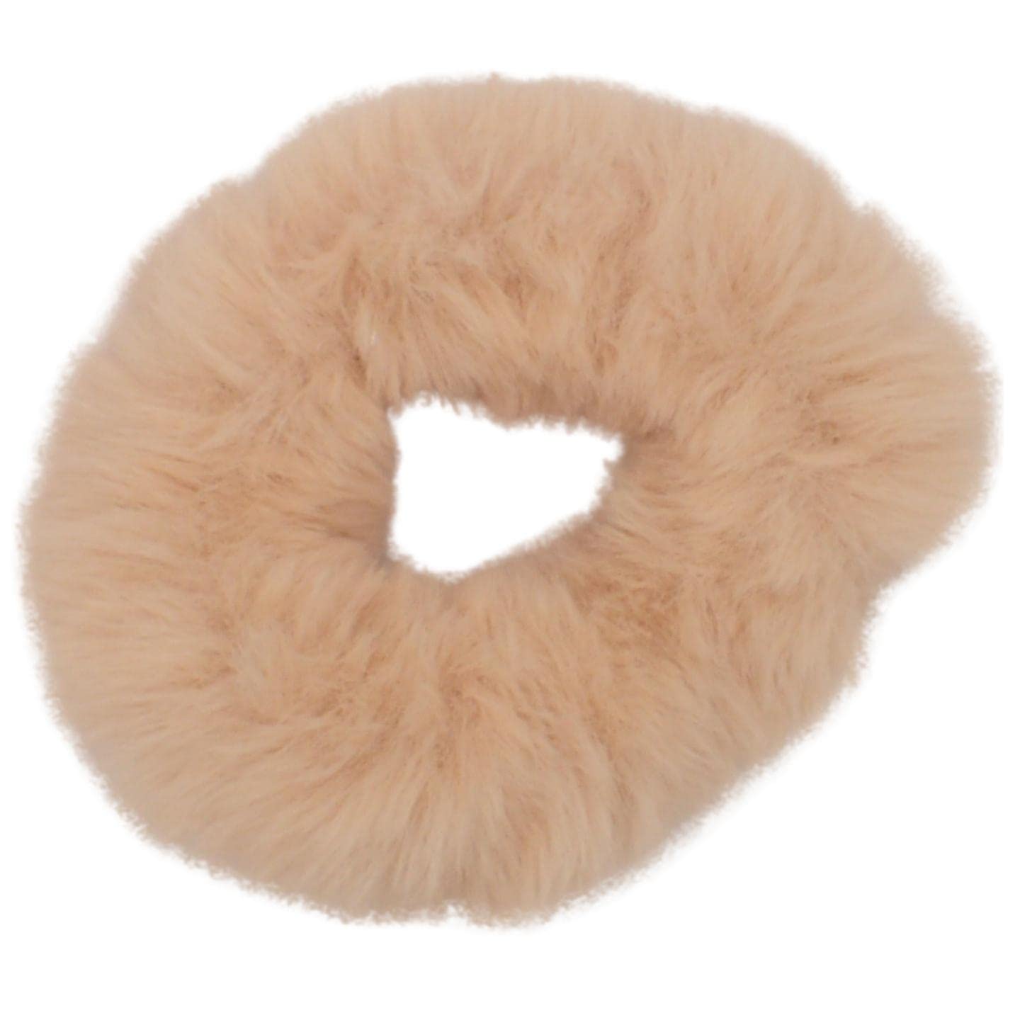 Topkids Accessories Super Fluffy Faux Fur Scrunchie, Medium Size Scrunchie for Thick & Thin Hair for Women & Girls, Pretty Hair, Hair Tie, Hair Bobbles, Fluffy Scrunchies, Soft Ponytail Holder (Beige)