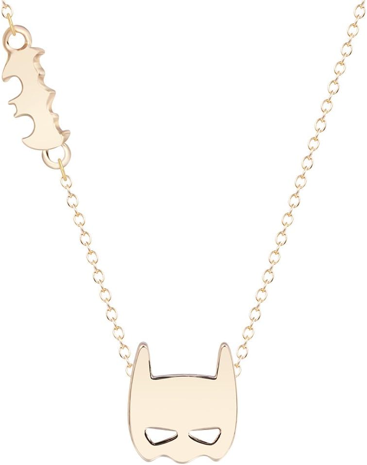 Cartoon Batman Bat Logo Silhouette and Mask Charm Necklace for Women Kids Jewelry