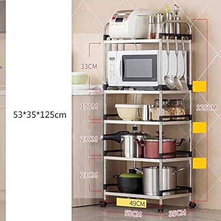 MAIKA HOME Boden Küche liefert Lagerung Regale/Lagerregal / Küchenregal / 201 Edelstahl Mikrowelle (Größe: 53 * 35 * 125cm)