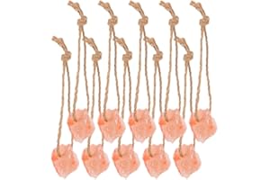 JOINPAYA 10pcs Natural Pink Salt Lick Blocks with Ropes Deer Cattle and Pets Promotes Nutrient Absorption