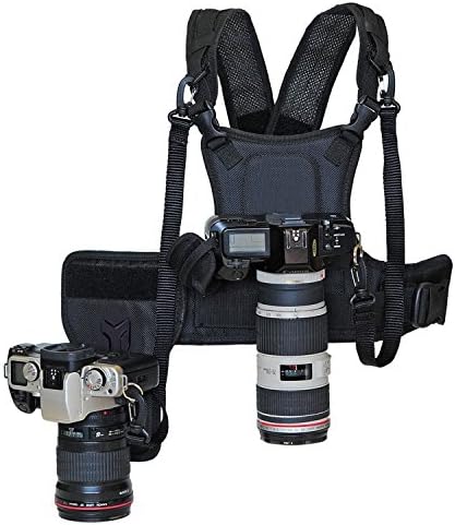 Bandolera de transporte nuevo fotógrafo correa de pecho cuerpo elástica regulable con lado Funda de cámara 1/4 tornillos para Canon, Nikon, Sony, cámara DSLR